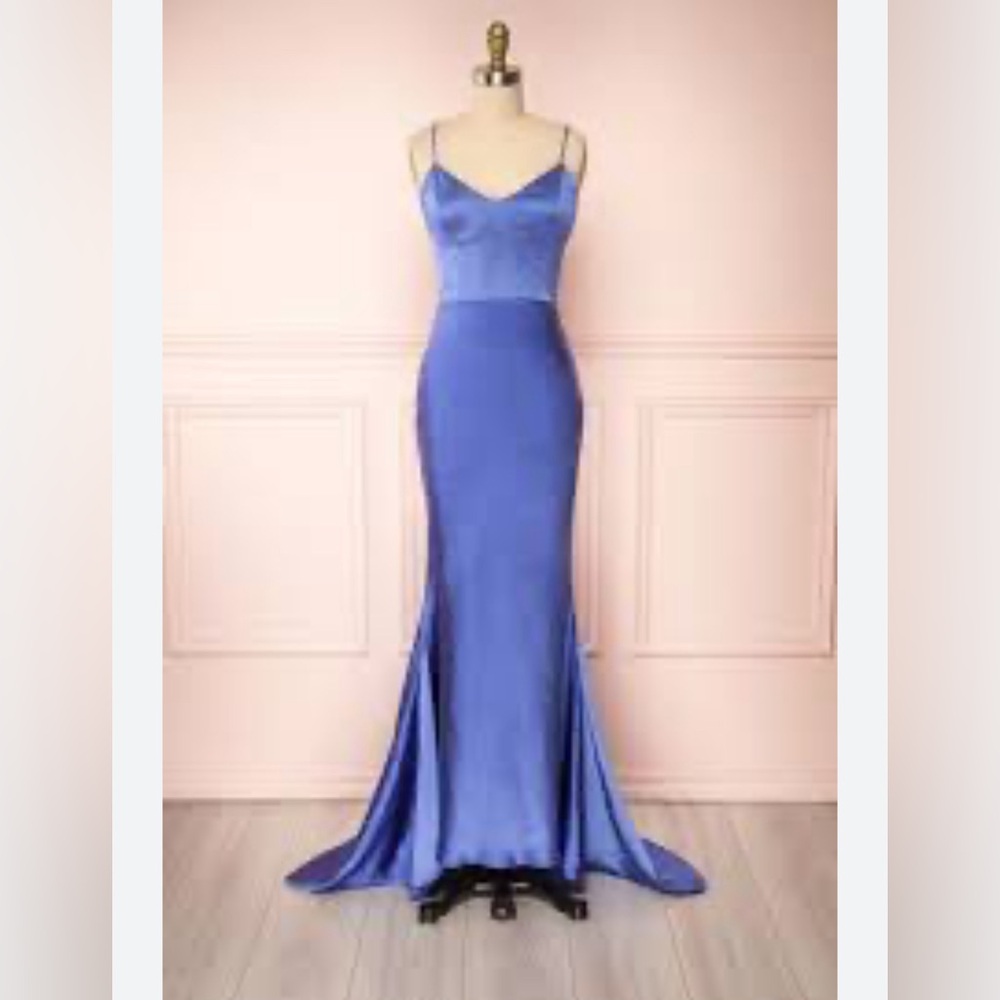 NEW WITH TAGS* Blue Silky Maxi Mermaid Dress Size 14